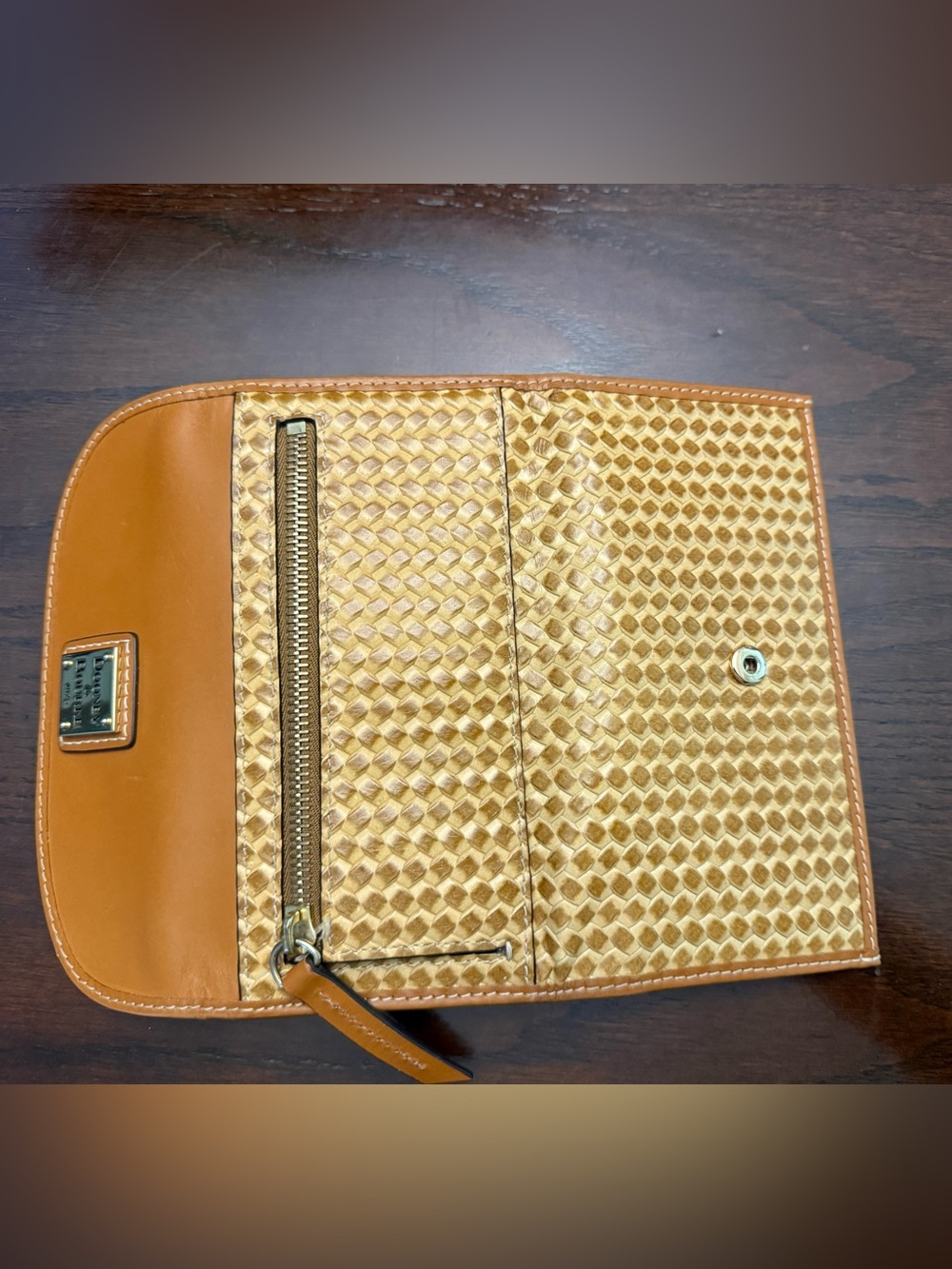 Dooney & Bourke Tan Beacon & Woven Leather Continental Wallet - Picture 6 of 9